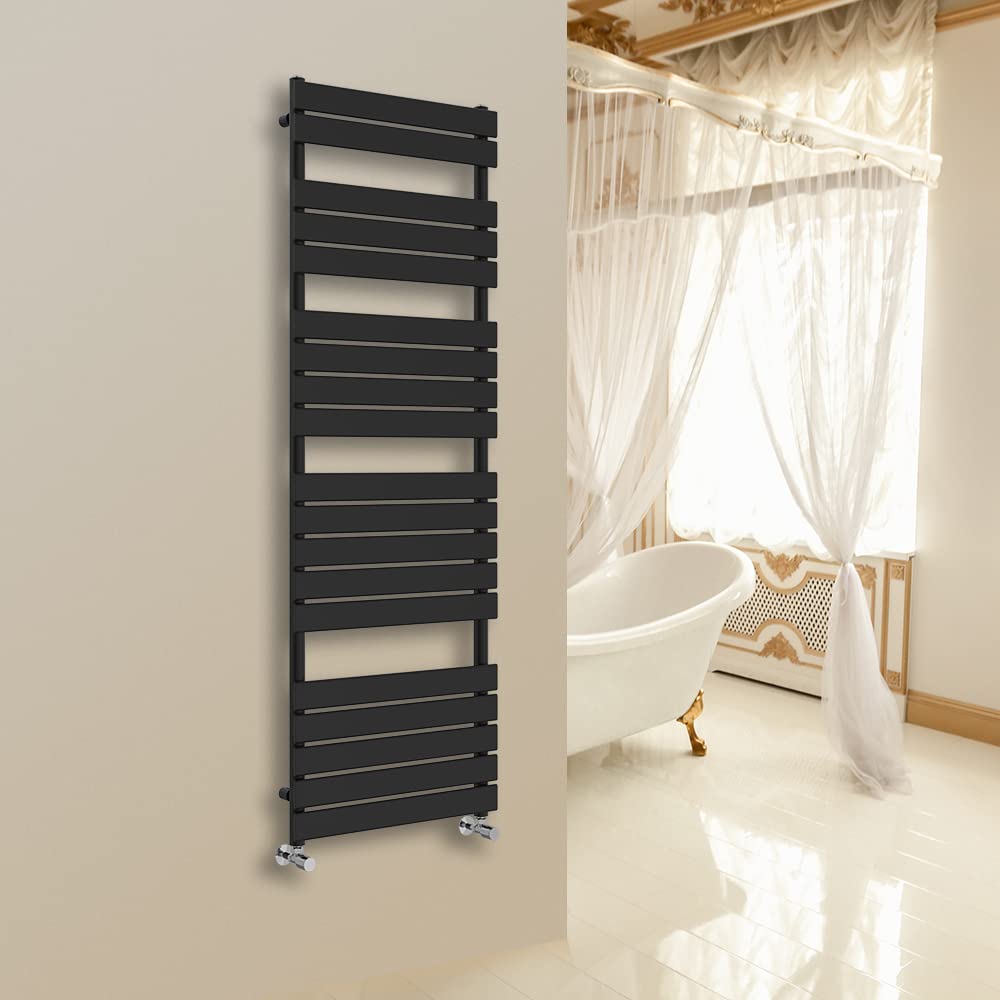 NRG 1800 x 600mm Flat Panel Heated Towel Rail Bathroom Rad Radiator Black