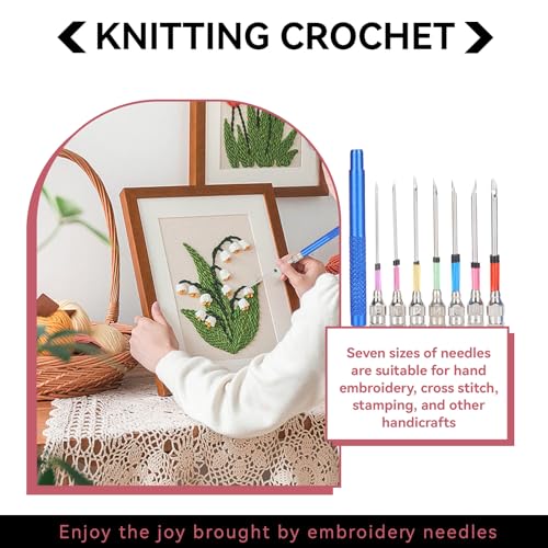 8Pcs Punch Needle Tool, Embroidery Pens Sewing Cross Stitch Punch Needle Weaving Tools for Thread Yarn Needle Punch Kits for Adults - Image 3