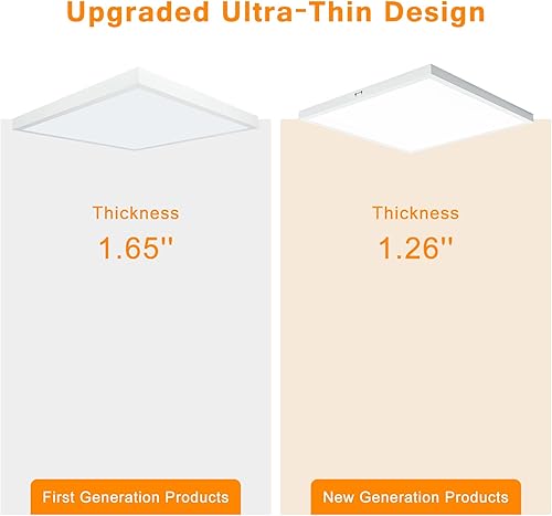 Miniatura 9 de Panel de luz LED de montaje en superficie de 2 x 2 pies, regulable y 3 colores seleccionables, 3000 K4000 K5000 K, 40 W, 24 x 24 pulgadas, luz de
