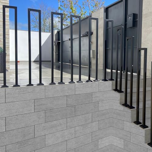 Barandilla Escalera Forma U Exterior, Pasamanos Negro, Barandillas Escaleras de Hierro para Interiores, Pasamanos Escalera Forma de U (Negro U, 35cm)