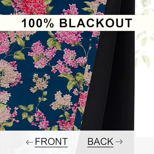 Image of Cloth Fusion Printed 100% Blackout Window Curtains 5 Feet Long Set of 2, Room Darkening Parda with Stainless Steel Grommets for Home Decor (5x4.5 Feet, Blue Coral)