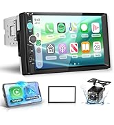 Hodozzy Autoradio, 1 Din met draadloze Carplay Android auto, 7 inch IPS-scherm, autoradio Unt...