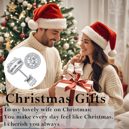 Moissanite Stud Earrings for Women 0.8Ct-2Ct Wedding Anniversary Birthday Gifts for Wife Christmas Valentine Mothers Day Gifts for Her Mom Girlfriend4