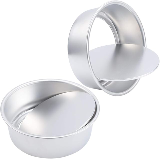 Draftor 2 Pack 8-Inch Round Cake Tin Set with Loose Base, Non-Stick Baking Tins Deep Aluminum Round Cake Pan with Removable Bottom for Wedding/Birthday/Christmas Cake Baking