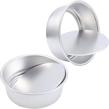 2 Pack 8 inch Round Cake Tin Set with Loose Base, Non-Stick Baking Tins Deep Aluminum Round Cake Pan with Removable Bottom for Wedding Birthday Cake Baking