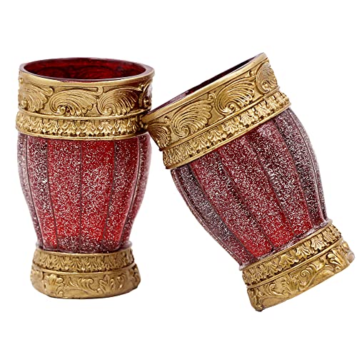 LUANT Vintage Red Bathroom Accessories, 5Piece Bathroom Accessories Set, Bathroom Set Features, Soap Dispenser, Toothbrush Holder, Tumbler & Soap Dish - Golden Glossy - Bath Gift Set by LUANT - Image 2