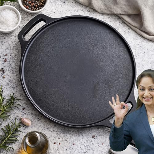 Image of PANCA Pre-Seasoned Cast Iron Dosa Tawa 30 cm | Heavy Roti /Chapati Tawa for Gas & Induction | Chemical-Free, Naturally Non-Stick Pan (Cast Iron Tawa)