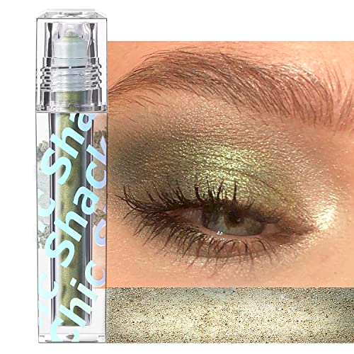 CHIC SHACK Glitter Eyeshadow Multifunction Roll-on Highlighter Stick Eye Shimmer Glitter Makeup for Highlighting (Medusa’s Turquoise 06)