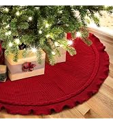 EIMMBD Christmas Tree Skirt, 48 inches Cable Knit Knitted Thick Rustic Christmas Tree Decoration ...