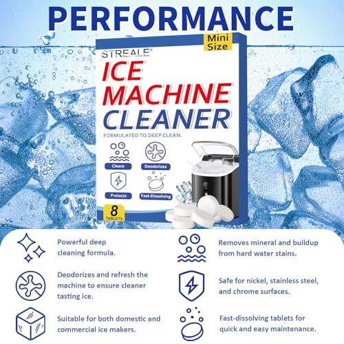 Image of Ice Maker Cleaner and Descaler - Ice maker cleaning tablets mini size, compatible with all major brands, safe and nickel-free descaler, suitable for countertop, portable, and commercial ice makers.