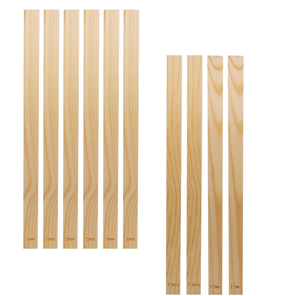 IJSDNVJNDX 10pcs Wooden Pottery Teaching Rolling Mud Stick Guide Set -5-Size Clay Thickness Tool for Precise Measurement in Pottery