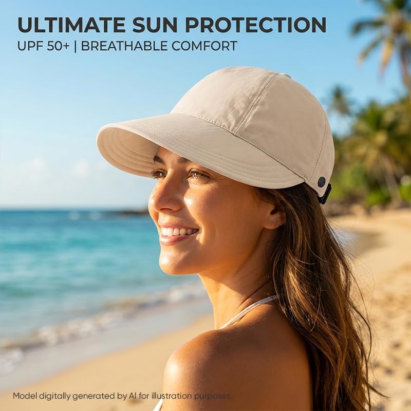 Women's Wide Brim Sun Hat, Ponytail Baseball Cap for Outdoor Coffee — view 5