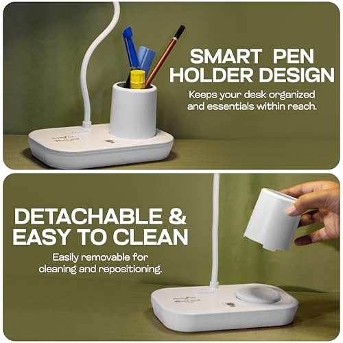 Image of WEIRD WOLF Table Lamp for Study Room I Study Lamp with 3 Color Modes, Adjustable Brightness Level I Touch Dimmer, Flexible Gooseneck I Rechargeable Lamp Light for Study I 6 Months Warranty