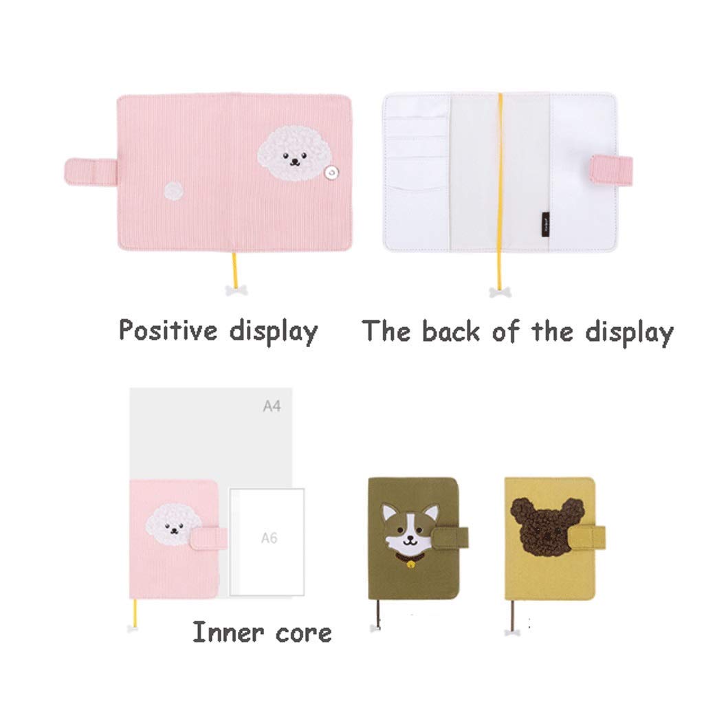 Cuaderno Cuaderno Cuaderno A6, Diario Bloc de Notas Sketchbook Travel para Escribir, Recargable, Revistas, para Mujeres Niñas Amantes para Perros, Diario de Discos (Color : A+b+c)