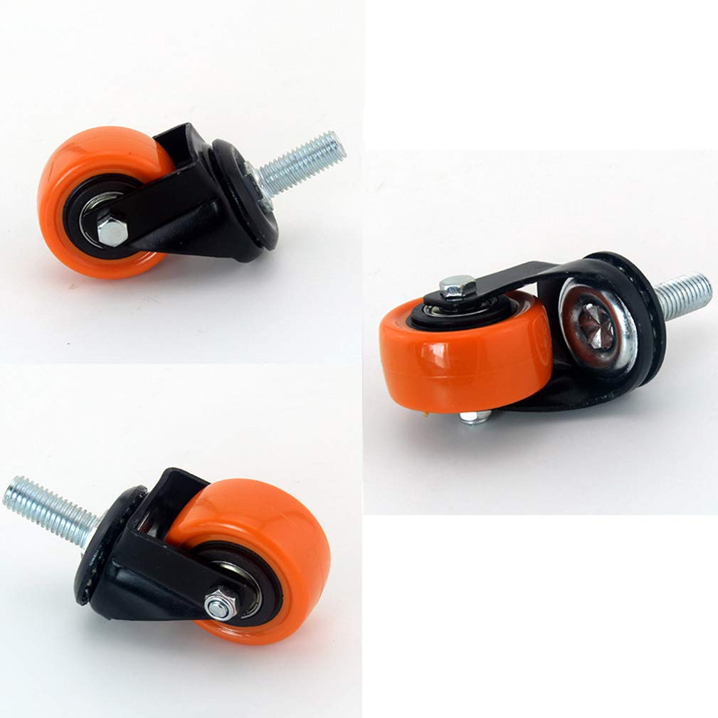 Roulettes de meuble en polyuréthane avec frein de 1,5/2 po (lot de 4), for tiges filetées M8/M10, capacité de charge 120 kg(50mm M10 4 With Brake)