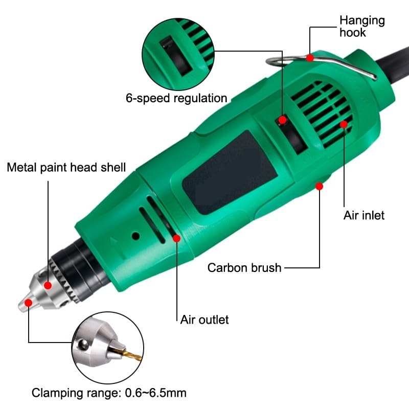 Macchina for incidere ad alta potenza 260W/480W Macchina 6-bit Trapano elettrico a velocità variabile Taglio Utensile rotante Lucidatura, Incisione(W097)