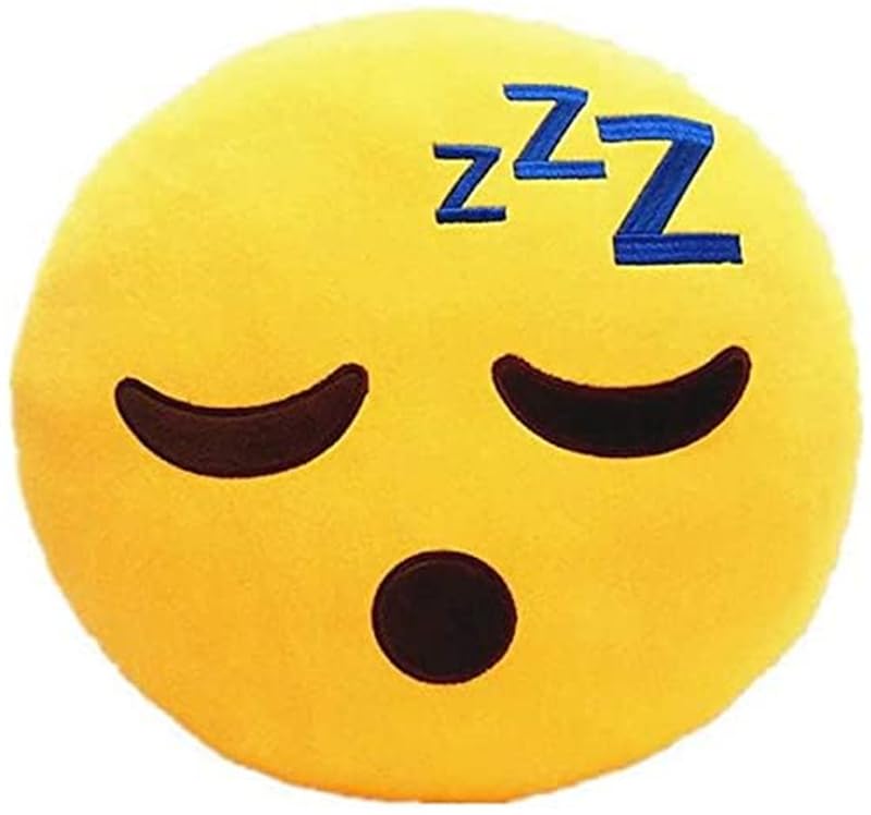 JIIENO 40cm Emojis Kissen Meeresschlaf ZZZ Lächeln Kissen Emoticon Gesicht Schlafen ZZZ Großes Dekokissen Plüsch Emoticon Smiley Face Farbe Gelb