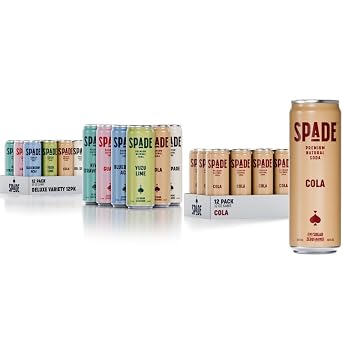 Spade Soda | Deluxe Variety + Cola, Premium All-Natural, No Sugar, No Calories, Electrolytes, Magnesium, Potassium, Non GMO, Sweet Stevia, No Artificial Sweeteners, Great Taste, Bold Taste
