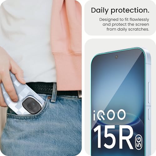 Image of FIRST MART Tempered Glass & Camera Lens for IQOO 15R With Edge to Edge Coverage, Case Friendly, Camera Metal Alloy Rings & Easy Installation Kit | Silver, Ultrasonic Fingerprint Working