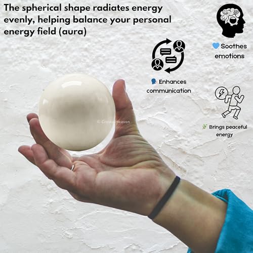 Image of Certified Scolecite Crystal Ball for Meditation - Premium Crystal Vastu Items for Home and Feng Shui Items for Good Luck - Ideal for Pooja Supplies and Spiritual Practices (2 inch Inch)