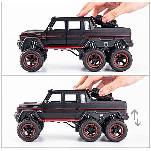 Image of ARNIYAVALA Diecast Toy Car1 /32 Benz G63 AMG 6x6 V12 Off-Road Pickup Scale Model,Pull Back Vehicles Alloy Simulation Supercar with Lights and Sound Also for Car Dashboard,Kids,Adult-Black