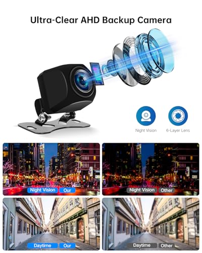 Image of 1080P Car Reverse Camera with Night Vision, 170 Angle, CVBS Switch | IP69 Protection Suits Wet Conditions; AHD 1920 x 1080P Output Gives Clear Rear View for Cars, Pickups, Trucks, SUVs and RVs