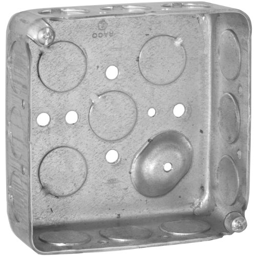 Hubbell-Raco 8190 1-1/2-Inch Deep, 1/2-Inch Side Knockouts, Drawn 4-Inch Square Box