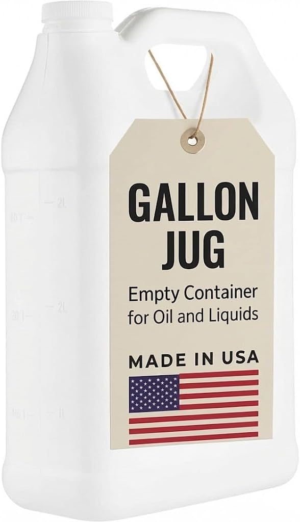 kitchentoolz Empty Gallon Jugs with Caps - Plastic F-Style HDPE Container with Secure Seal Lid - Liquid Storage, Oil & Water Transport Reusable Bottle - Pack of 2