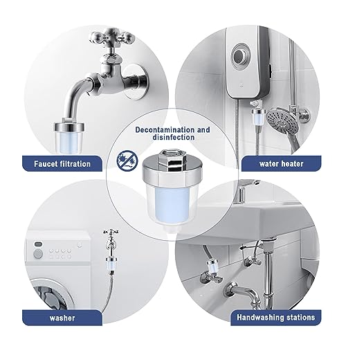WJUAN 2 Stück Shower filter für 1/2 Anschlüsse, Duschfilter mit 10 Austauschbaren Blaufiltern, effektive Filterung von Wasserverunreinigungen, Leitungsfilter für Bad oder Küche