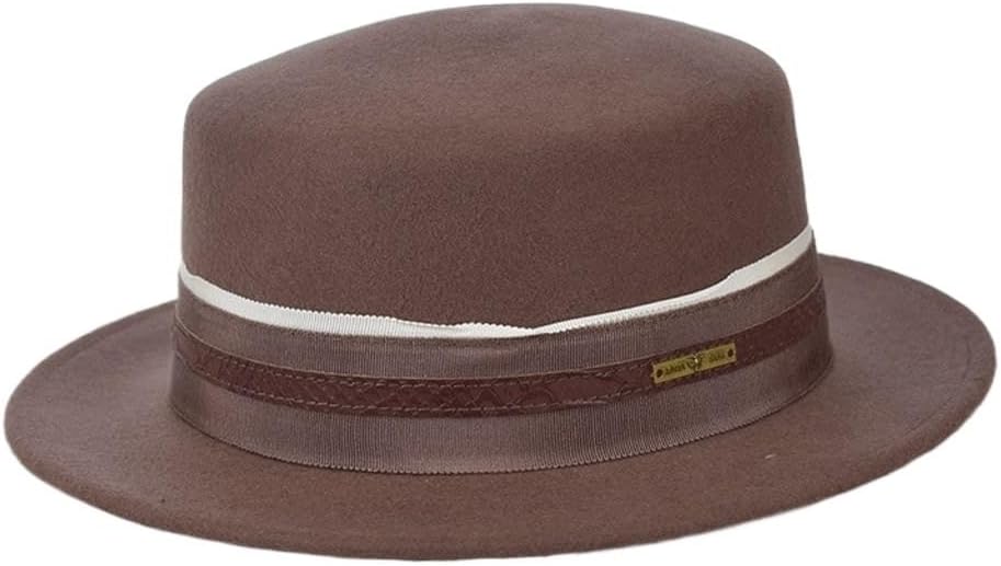 Autumn and Winter Hats, Women's Flat Top Brim Hat, Casual Felt, Fashion