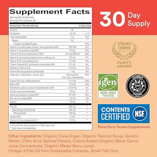 image for SmartyPants Kids Multivitamin Gummies: Omega 3 Fish Oil (EPA/DHA), Vit