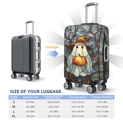 Witch Hat Ghost Pumpkin Stained Glass Elastic Travel Luggage Covers Dustproof Scratch-Resistant Suitcase Protector Fit 22-24 Inch4
