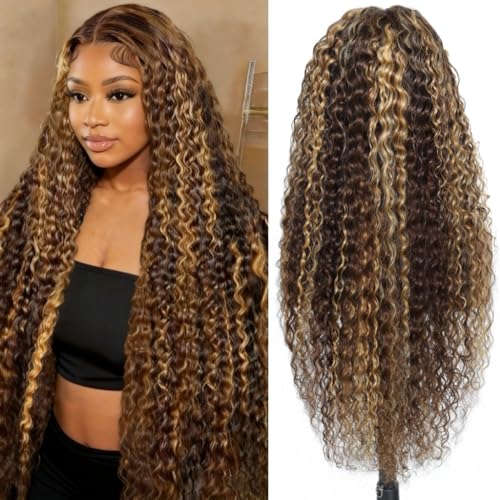 Myzebo 30 Inch Honey Blonde Wig Human Hair 200 Density