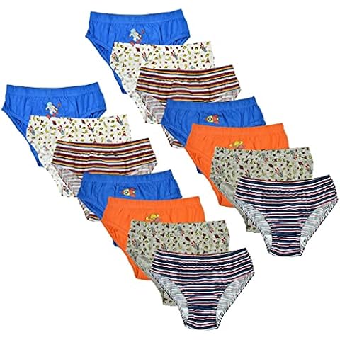 Style It Up New Kids Boys Briefs Pants Underwear 7 Pack Plain 100% Cotton Underpants 2-8 Yrs, (RED-Green, 2-3) Cover
