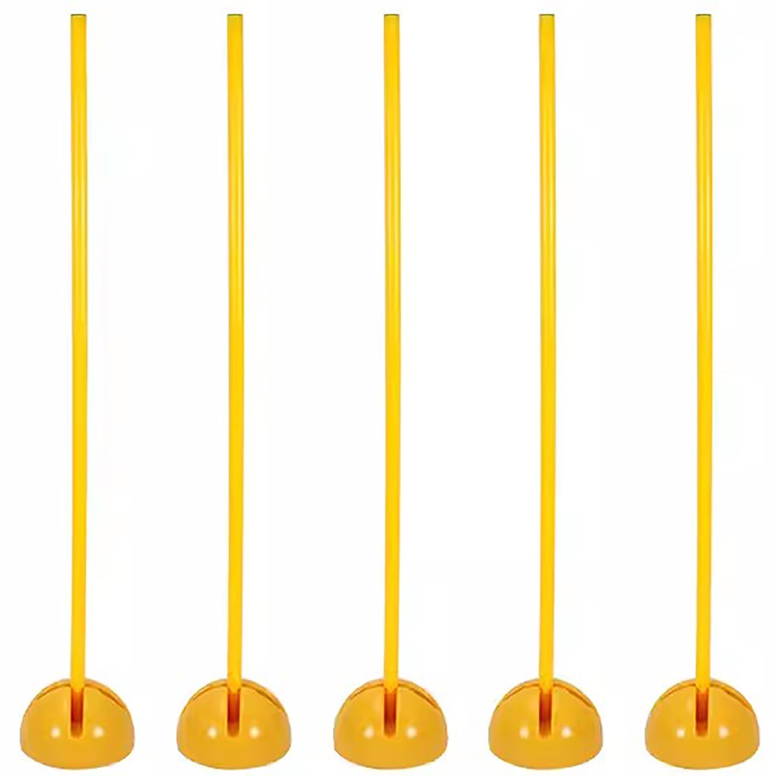HDYZJQ 5Pcs Slalom Training Agility Poles with Optional Base, Sports Training Slalom Poles for Agility/Speed Multi Sport Training,Yellow Soccer Agility Poles(A Combo,1.5m(5ft))