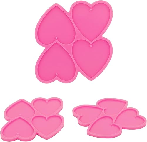 Miniatura 6 de Molde de silicona brillante de 4 cavidades con agujero, molde de resina epoxi para manualidades, llaveros, dijes, colgantes, collares, joyería,