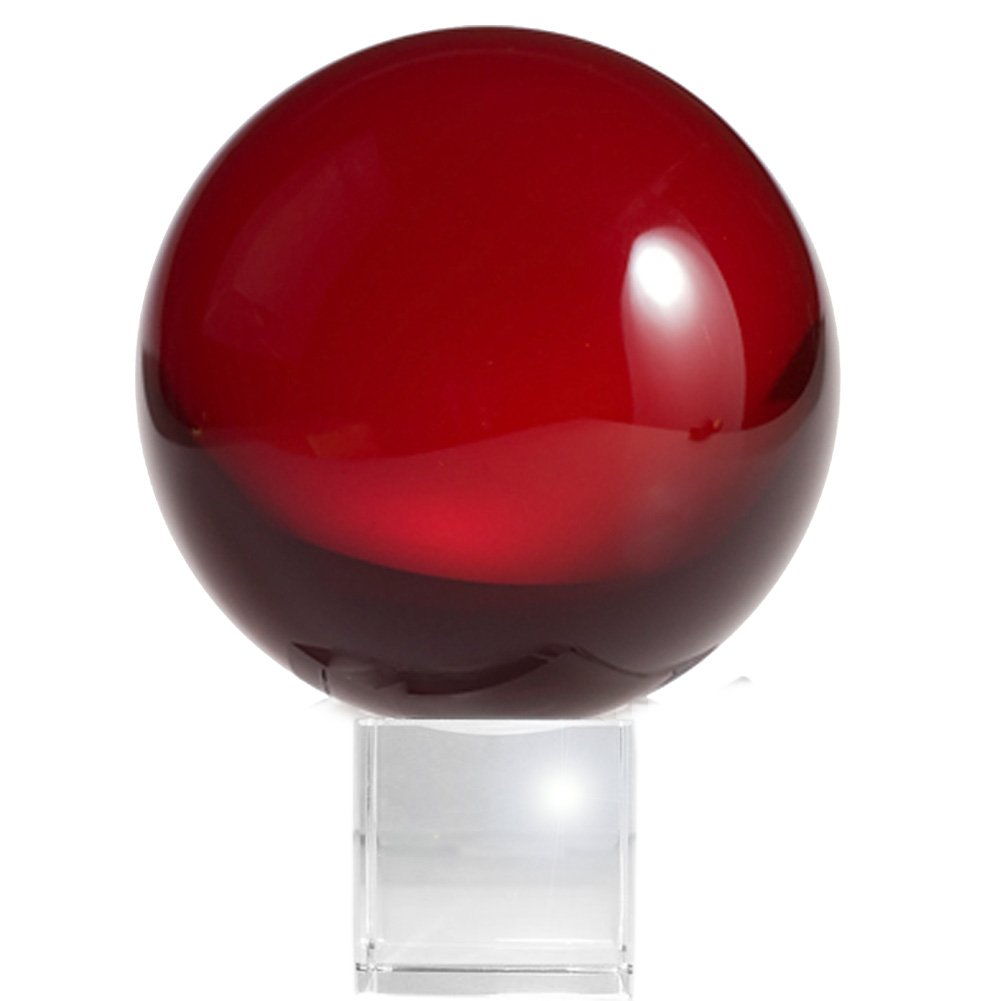 Boule en cristal de méditation rouge 80 mm pour retrouver le calme et chasser le stress