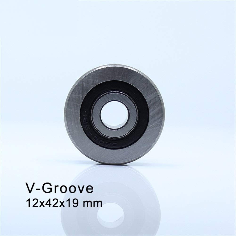 Rodamientos de rodillos V124219 Rodamiento bolas sellado con ranura en V 12x42x19mm V10/4 V11/4 V12/4 V13/4 V14/4 V15/4 guía for riel(124219V12 4 2PCS)