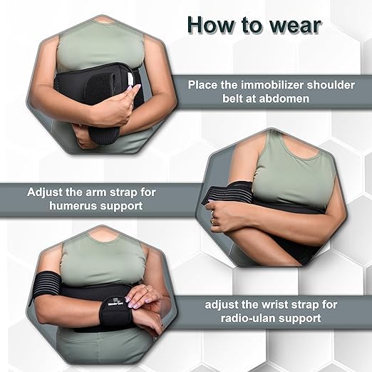 Wonder Care Épaulière gauche droite noire pour immobiliser les épaules du bras ou du cou de clavicule, luxation osseuse
