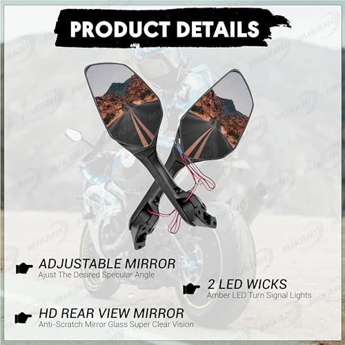 Image of OBEROI'S TRADERS Universal Adjustable Rear View Side Mirror with Turn Signal Led Indicator for All Fairing Bikes