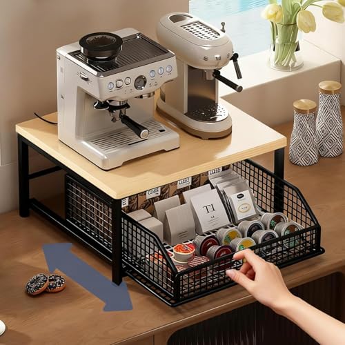 Image of 41134 Coffee Pod Drawer Holder,Coffee Machine Storage Rack,Home Kitchen Counter Bar Organizer,Storage Basket Drawer (Black)