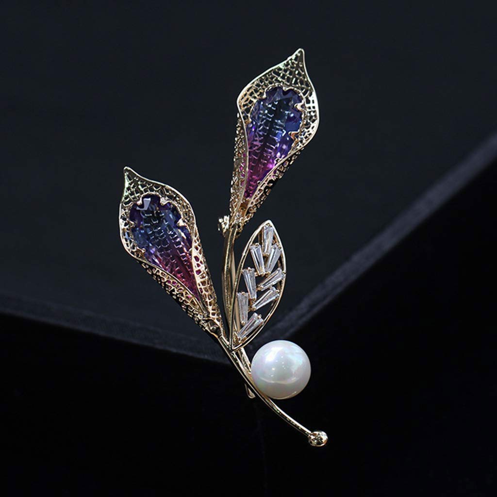 WXKAGF Brosche Purpurblaue Blumenbrosche – Kristalle Braut-Hochzeitsnadeln Purpurblau