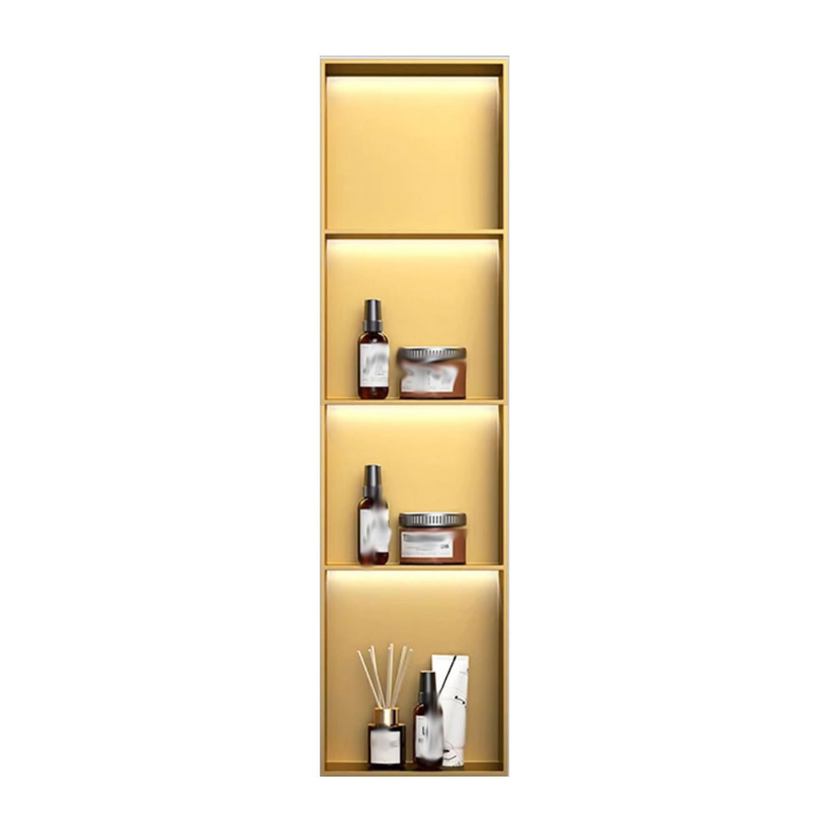QUSYZD Wall Niche Stainless Steel Wall Niche, Recessed Stainless Niche for Storag, Brushed Stainless Steel Bathroom Wall Niche Cubby for Bathroom Storage,Metallic,Metallic-120x28x12.5cm