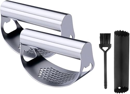 Miniatura 8 de Prensa de ajo de acero inoxidable, prensa de ajo mejorada 2025, balancín de prensa de ajo, trituradora de ajo manual portátil, herramienta de