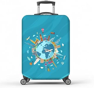 MAYJOYDIY Airplanes Luggage Cover World Famous Scenery Elastic Baggage Covers World Landmarks Dust-Proof Suitcase Sleeve Anti-Scratch Washable Suitcase Protector S Fit 18-20inch Luggage