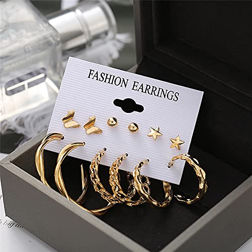 Image of Shining Diva Fashion Stylish Combo Design 6 Pairs Metal Earrings for Women and Girls (F12787er)