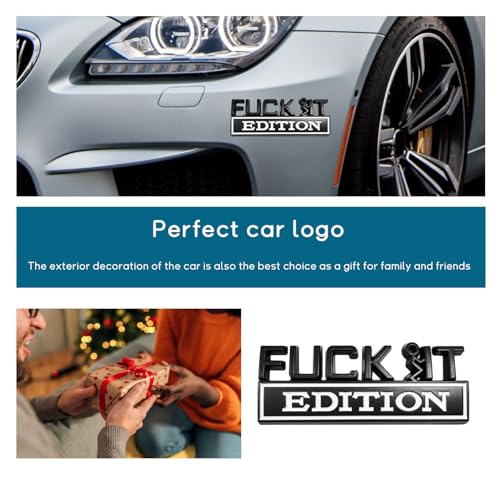 Image of Dickno Fuck It Edition Emblem for Car, Auto Fender Bumper Decoration Stickers, Vehicle 3D Side Fender Rear Trunk Decal Badge, Universal Exterior Accessories for Car Truck SUV (Black & White)