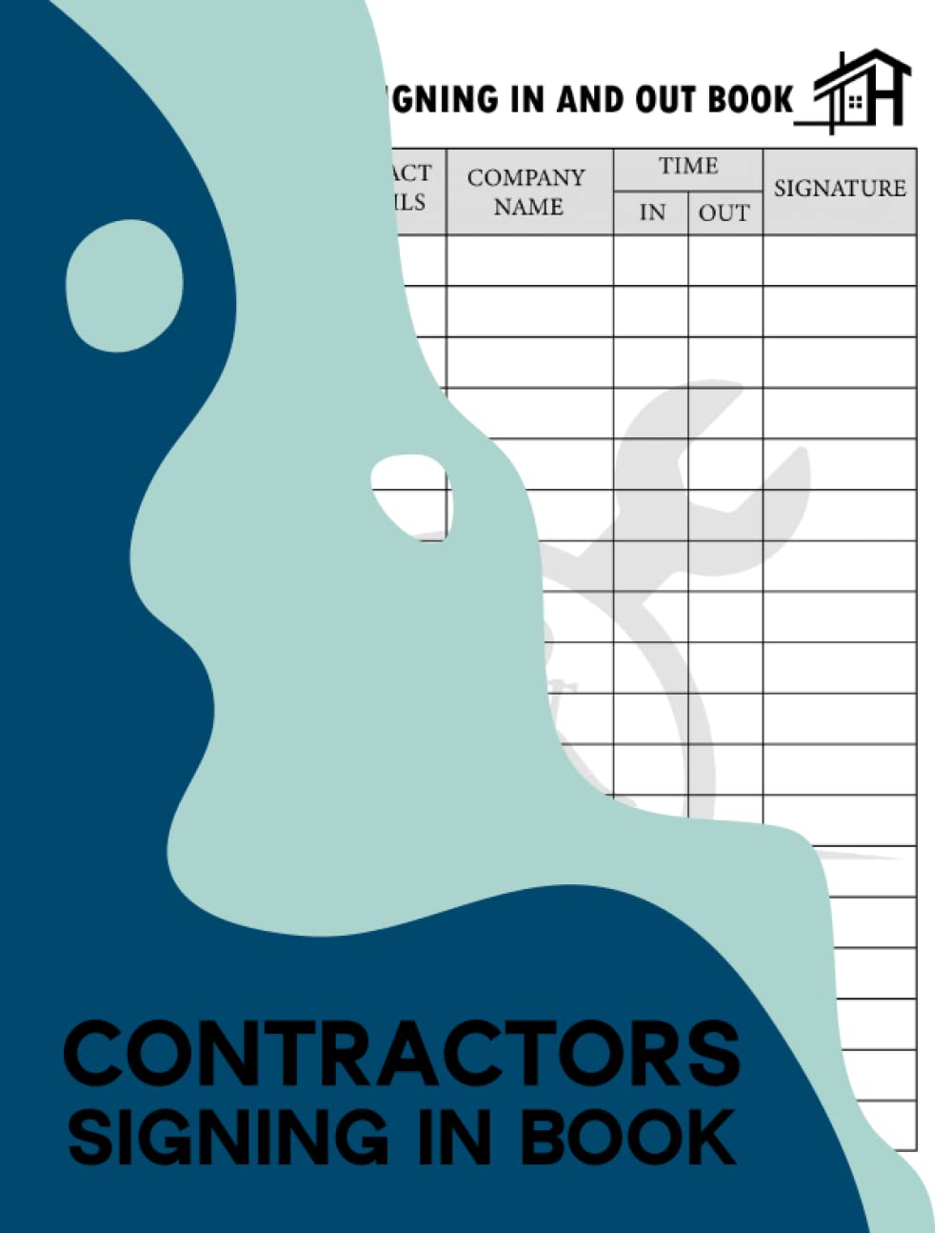 Contractors Signing In Book: Visitor Log Book and Contact Tracing Register, Building Site Sign In and Out Book, Blue Cover