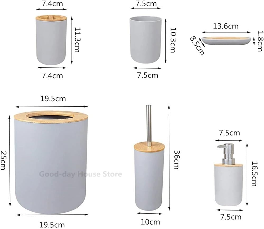 Accesorios De BañO Dispensador de loción y jabón, Set Accesorios baño, jabonera Madera Resina, Soporte for Cepillo Dientes, Vaso, Bomba, Botella, Taza, Blanco o Negro, 1 ud(Toilet Brush)