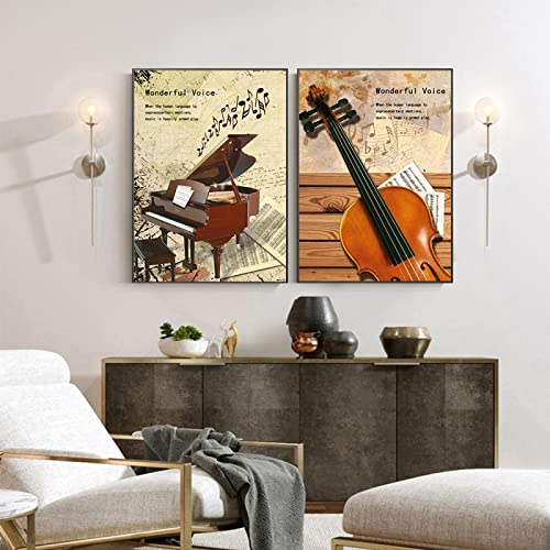 Art affiche et impressions photos murales de guitare et piano rétro 40x60cm moderne